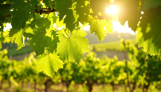 Lush vineyard at sunrise