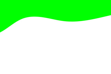 Green curved abstract wave shape on white or transparent background with smooth fluid motion, perfect for overlays, banners, or digital visuals