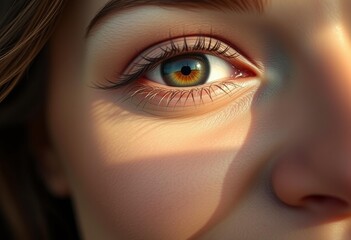 Close-up portrait of a woman's eye with a tear of joy