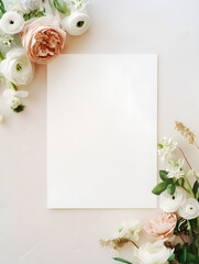 minimal wedding invitation card with roses
