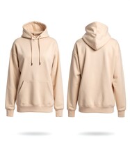 Beige hoodie, front and back view