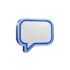Naklejka premium 3D Render of a Chat Speech Bubble with Neon Blue Glow for UI Design