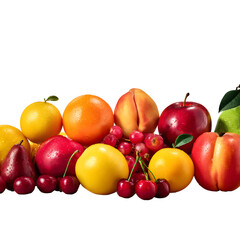 Vibrant fruit medley on black backdrop showcasing freshness and healthy eating appeal