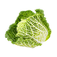 Fototapeta premium Savoy cabbage isolated on black background studio shot, healthy eating concept