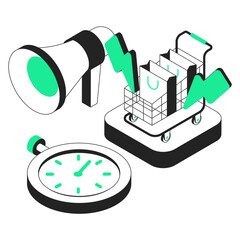 flash sale isometric illustration