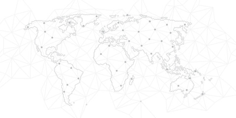 World map wireframe dot connect line from particle: concept of world connection. Vector Illustration. 