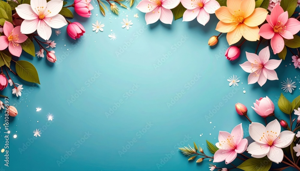 Poster spring floral arrangement display studio setting image composition vibrant colors close-up perspecti