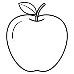 Single Leaf Apple Line Art – Clean Vector Design