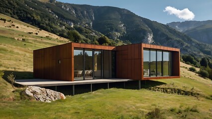 Modular Wooden Home in Open Field