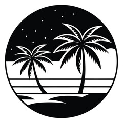 sunset with palm trees