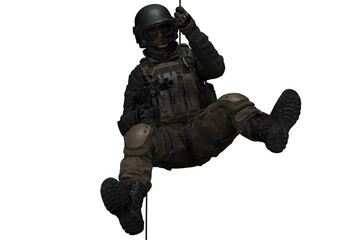 Swat police shoot hanging on rope