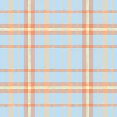 A vibrant tartan featuring orange, beige, and light blue  base. The bold and festive design is ideal for traditional wear or seasonal décor.