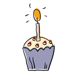 Birthday Cupcake with Candle – Party Clipart