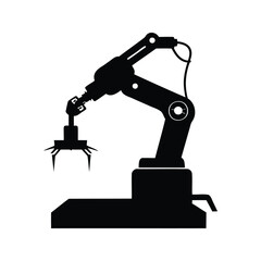Silhouette of an industrial robotic arm for manufacturing or assembly processes