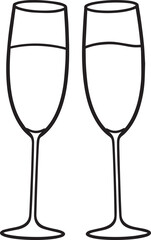 Elegant Champagne Glass Silhouette in Black | Party Drink Icon Illustration