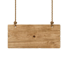 Rustic wooden plank hanging signage with natural rope for announcements or promotions