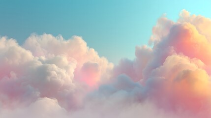 Soft Gradient Sky with Fluffy Clouds &ndash; Generative AI