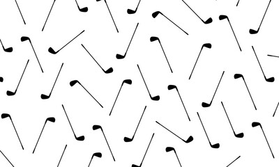 Golf stick black silhouette. The seamless vector pattern of golf club
