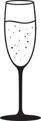 Elegant Champagne Glass Silhouette in Black | Party Drink Icon Illustration