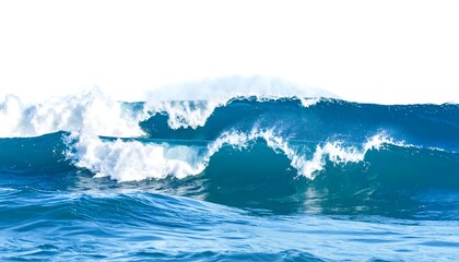Ocean waves crashing, whitecaps, blue water