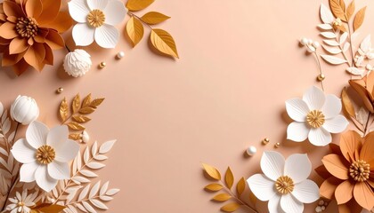 Elegant floral arrangements on soft peach background decorative design home decor studio setup aesthetic concept