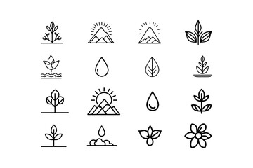 set of vector icons of plants and ecology