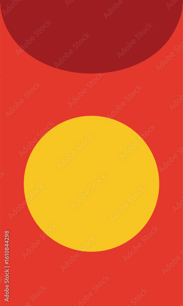 Aufkleber red and yellow modern vector design with circular shape on rectangle background illustration