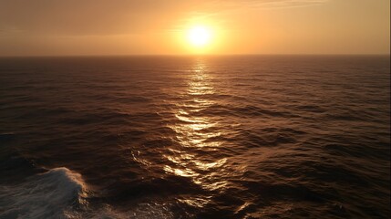Naklejka premium Red and Orange Sunset over Calm Waters – Generative AI