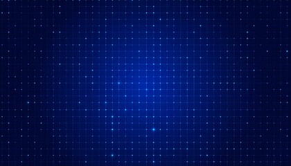 Abstract grid pattern of glowing blue dots on a dark blue background