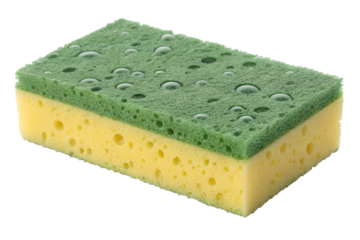 Dual-Sided Green and Yellow Cleaning Sponge