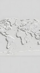 White World Map Wall Art in Minimalist Style for Modern Interior Decor