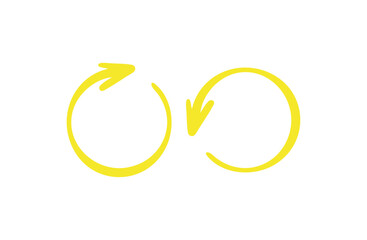 イエローの回転矢印　右回転　左回転（更新・循環・リロード）