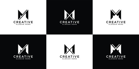 set of letter m logo vector design