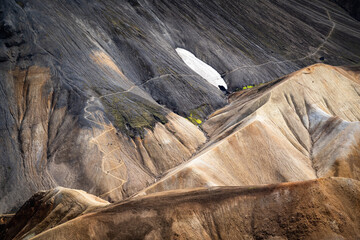 A beautiful viewpoint in landmannalaugar (Highland) in Iceland with dramatic cloud