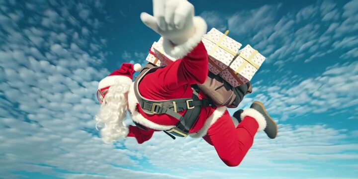 flying Santa Claus, AI generated video