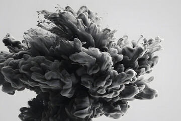 Dramatic Ink Explosion in Monochrome Artistry with Fluid Dynamics
