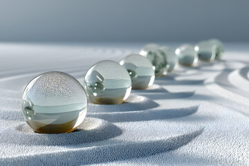 Transparent Spherical Objects on Smooth Surface with Light Reflection