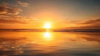 Fototapeta premium Warm Tones of Sunset over the Sea – Generative AI