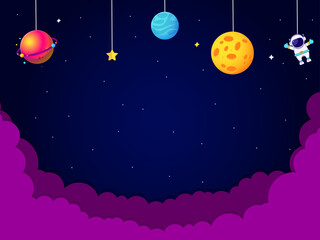 space background with moon and stars