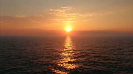 Fototapeta premium Golden Hour at Sea with Sun Reflection – Generative AI