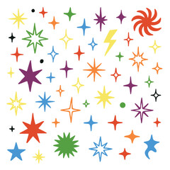 Obraz premium Colorful stars and shapes create vibrant, playful pattern