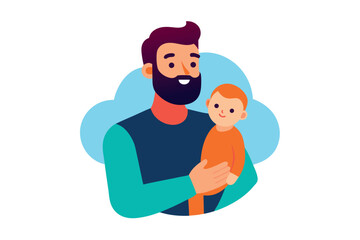 A loving father holds his baby in a tender embrace