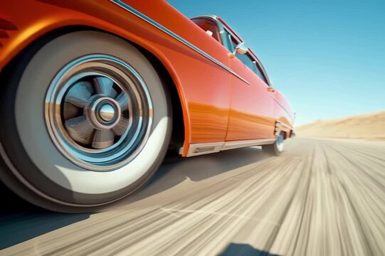 orange vinted car, AI generated video