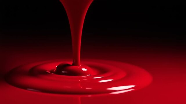 Red liquid pouring onto a surface - Powered by Adobe
