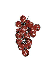Hand Drawn Vector Illustration of Red  Grapes with Leaves – Isolated on Transparent Background