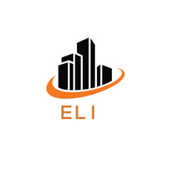 Fototapeta premium Modern Real Estate Building Logo with ELI Letters – Urban Construction & Architecture Branding. ELI Letter Logo. 