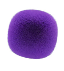 A single vibrant purple oval shaped object with a soft textured surface isolated on a clean white background suggesting a makeup or cosmetic tool