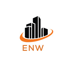 Fototapeta premium Modern Real Estate Building Logo with ENW Letters – Urban Construction & Architecture Branding. ENW Letter Logo. 