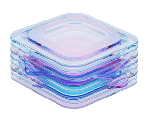 Iridescent geometric cube with soft rounded edges reflecting and refracting light in a smooth gradient of colors