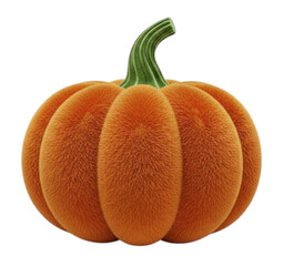 A single vibrant orange pumpkin with a green stem isolated on a white background perfect for autumn and halloween decorations and themes